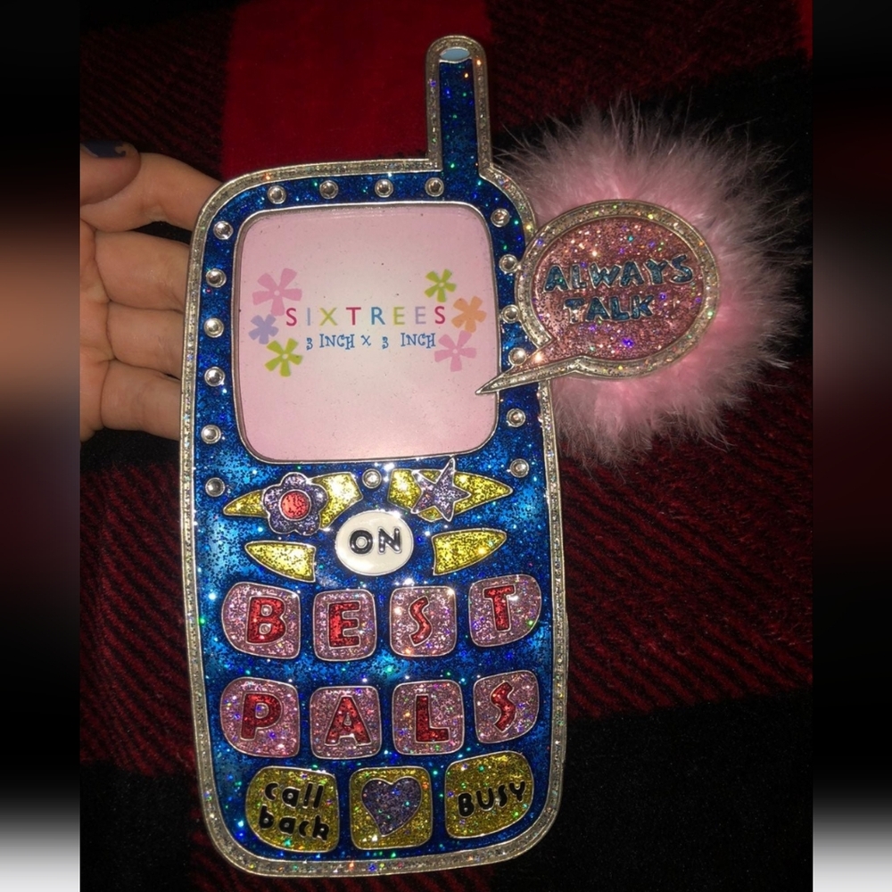 Glittery Blue and Pink Novelty Phone Frame